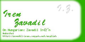 iren zavadil business card